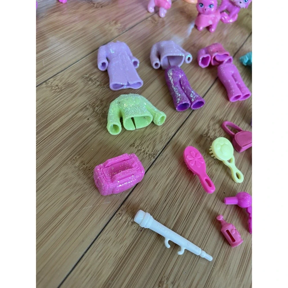 Mixed Lot 40 Pcs Polly Pocket Glitz And Glam‎ Pet Spa Furniture Friends Pets Car